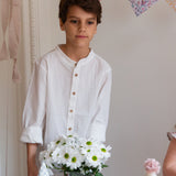 Camisa niño rayitas blancas