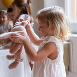 Vestido punto smock rayitas blancas