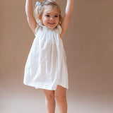 Vestido punto smock rayitas blancas