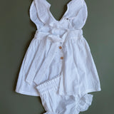 Vestido volante con ranita rayitas blancas